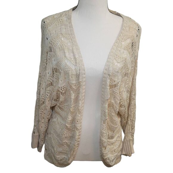 Arizona Jean Company Sweaters - Arizona Jean Co Acrylic Knit Crochet Open Front Cardigan Sz XL
